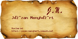 Józan Menyhért névjegykártya